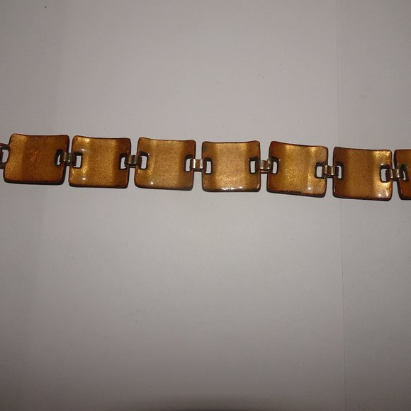 Vtg. Mid Century Enamel Painted Panel Bracelet - Picture 3 of 5